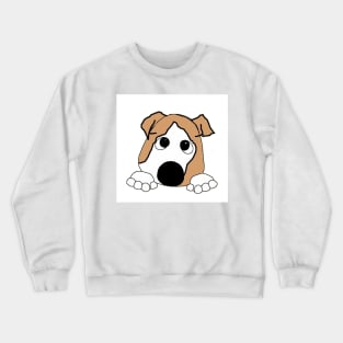 Bulldog fawn and white peeking cartoon Crewneck Sweatshirt